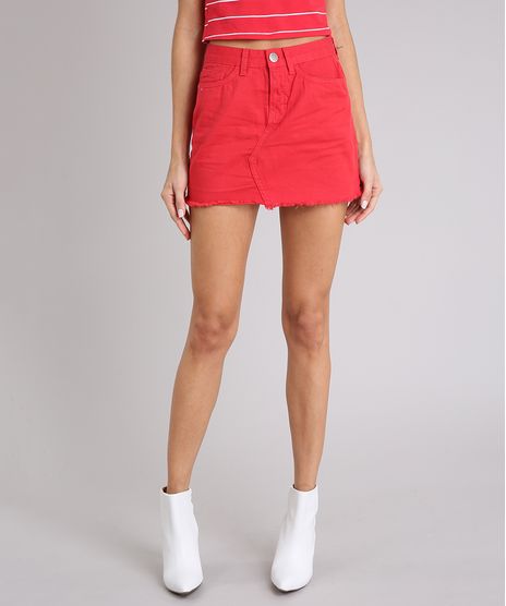 Saia-Feminina-em-Sarja-Curta-Vermelha-9209350-Vermelho_1