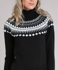 Sueter-Feminino-Gola-Alta-em-Trico-com-Estampa-Etnica-Preto-8886728-Preto_4