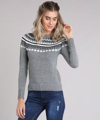 Sueter-Feminino-em-Trico-com-Estampa-Etnica-Cinza-Mescla-8886773-Cinza_Mescla_1
