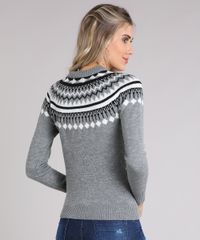 Sueter-Feminino-em-Trico-com-Estampa-Etnica-Cinza-Mescla-8886773-Cinza_Mescla_2
