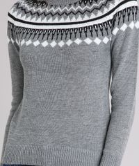 Sueter-Feminino-em-Trico-com-Estampa-Etnica-Cinza-Mescla-8886773-Cinza_Mescla_4