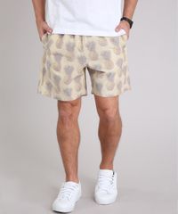 Bermuda-Masculina-Estampada-de-Abacaxis-com-Bolsos-Amarela-9200751-Amarelo_1