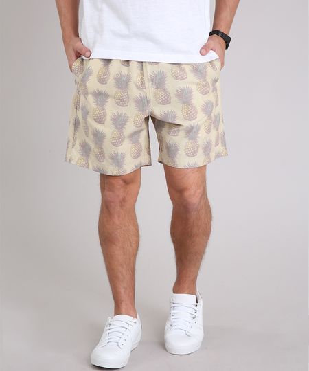 Bermuda-Masculina-Estampada-de-Abacaxis-com-Bolsos-Amarela-9200751-Amarelo_1