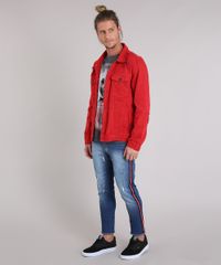 Jaqueta-Masculina-Trucker-de-Sarja-com-Puidos-Vermelha-9166449-Vermelho_3
