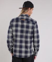 Camisa-Masculina-Xadrez-de-Flanela-Manga-Longa-Azul-Marinho-8863639-Azul_Marinho_2