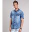 Camisa-Jeans-Masculina-Marmorizada-com-Bolsos-Manga-Curta-Azul-Medio-8820847-Azul_Medio_1