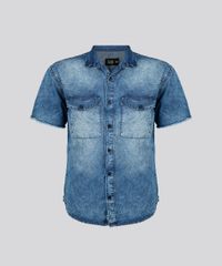 Camisa-Jeans-Masculina-Marmorizada-com-Bolsos-Manga-Curta-Azul-Medio-8820847-Azul_Medio_5
