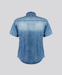 Camisa-Jeans-Masculina-Marmorizada-com-Bolsos-Manga-Curta-Azul-Medio-8820847-Azul_Medio_6