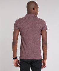 Polo-Masculina-Slim-Fit-Estampada-de-Folhagem-Manga-Curta-em-Algodao---Sustentavel-Roxa-9114975-Roxo_2