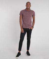 Polo-Masculina-Slim-Fit-Estampada-de-Folhagem-Manga-Curta-em-Algodao---Sustentavel-Roxa-9114975-Roxo_3