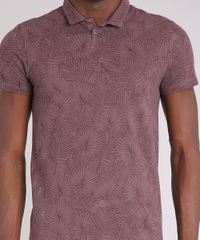 Polo-Masculina-Slim-Fit-Estampada-de-Folhagem-Manga-Curta-em-Algodao---Sustentavel-Roxa-9114975-Roxo_4