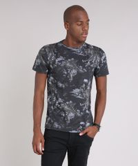 Camiseta-Masculina-Slim-Fit-Estampada-de-Tigres-Manga-Curta-Gola-Careca-Preta-9164488-Preto_1