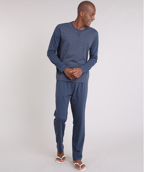 Pijama-Masculino-Listrado-Manga-Longa-Gola-Careca--Azul-Marinho-9171275-Azul_Marinho_1