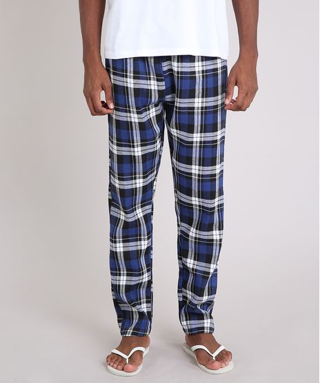 Calca-de-Pijama-Masculino-em-Flanela-Xadrez-Azul-Marinho-9197761-Azul_Marinho_1
