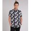 Camisa-Masculina-Estampada-Floral-Manga-Curta-Preta-9180322-Preto_1