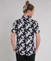 Camisa-Masculina-Estampada-Floral-Manga-Curta-Preta-9180322-Preto_2