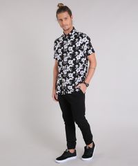 Camisa-Masculina-Estampada-Floral-Manga-Curta-Preta-9180322-Preto_3