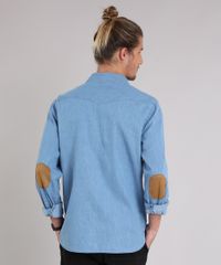 Camisa-Jeans-Masculina-com-Recortes-em-Suede-Manga-Longa-Azul-Claro-8886482-Azul_Claro_2