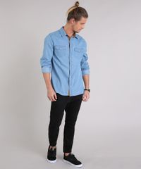Camisa-Jeans-Masculina-com-Recortes-em-Suede-Manga-Longa-Azul-Claro-8886482-Azul_Claro_3