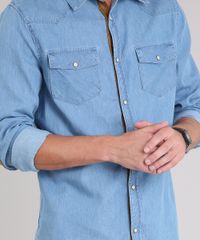 Camisa-Jeans-Masculina-com-Recortes-em-Suede-Manga-Longa-Azul-Claro-8886482-Azul_Claro_4