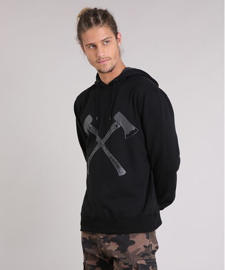 Blusao-Masculino-em-Moletom-com-Estampa-de-Machado-e-Capuz-Manga-Longa-Preto-8894582-Preto_1