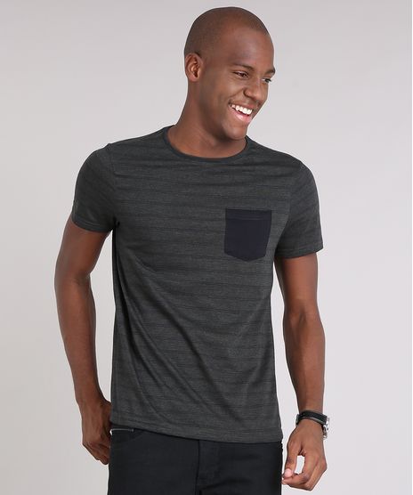 Camiseta-Masculina-Slim-Fit-Listrada-com-Bolso-Manga-Curta-Gola-Careca-em-Algodao---Sustentavel-Verde-8709075-Verde_1