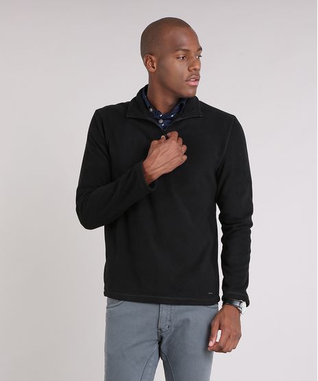 Blusao-Masculino-em-Fleece-com-Ziper-Manga-Longa-Gola-Alta-Preto-9010143-Preto_1