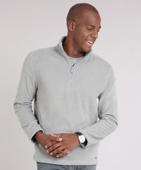 Blusao-Masculino-em-Fleece-com-Ziper-Manga-Longa-Gola-Alta-Cinza-9010143-Cinza_1