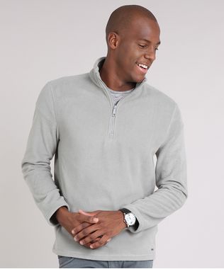 Blusao-Masculino-em-Fleece-com-Ziper-Manga-Longa-Gola-Alta-Cinza-9010143-Cinza_1