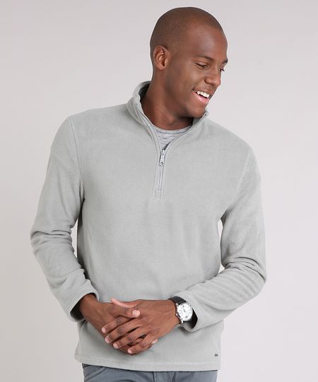 Blusao-Masculino-em-Fleece-com-Ziper-Manga-Longa-Gola-Alta-Cinza-9010143-Cinza_1