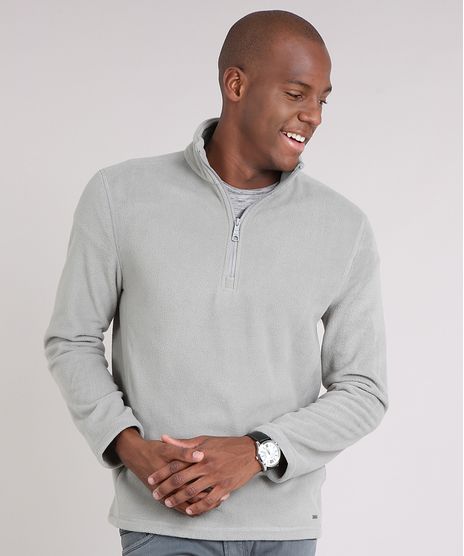 Blusao-Masculino-em-Fleece-com-Ziper-Manga-Longa-Gola-Alta-Cinza-9010143-Cinza_1