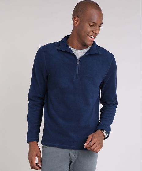Blusao-Masculino-em-Fleece-com-Ziper-Manga-Longa-Gola-Alta-Azul-Marinho-9010143-Azul_Marinho_1