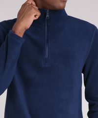 Blusao-Masculino-em-Fleece-com-Ziper-Manga-Longa-Gola-Alta-Azul-Marinho-9010143-Azul_Marinho_4