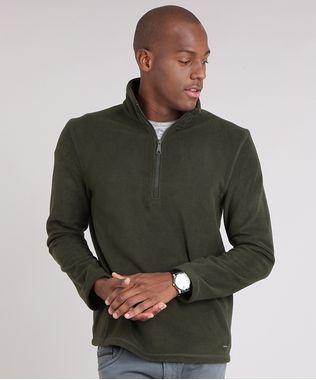 Blusao-Masculino-em-Fleece-com-Ziper-Manga-Longa-Gola-Alta-Verde-9010143-Verde_1