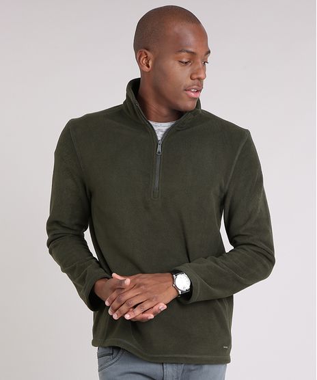 Blusao-Masculino-em-Fleece-com-Ziper-Manga-Longa-Gola-Alta-Verde-9010143-Verde_1