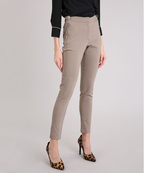 Calca-Feminina-Skinny-com-Fivelas-e-Bolso-com-Ziper--Kaki-8517499-Kaki_1