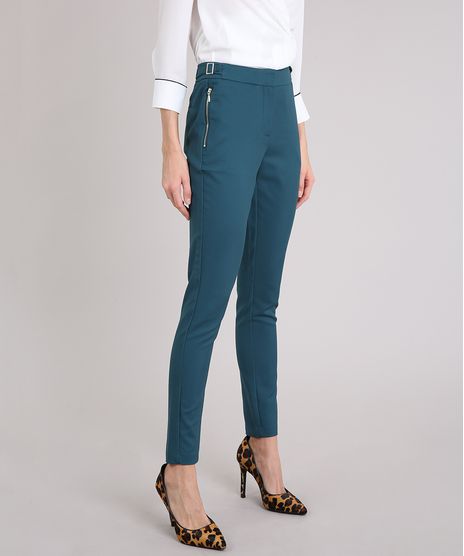 Calca-Feminina-Skinny-com-Fivelas-e-Bolso-com-Ziper--Verde-8517499-Verde_1
