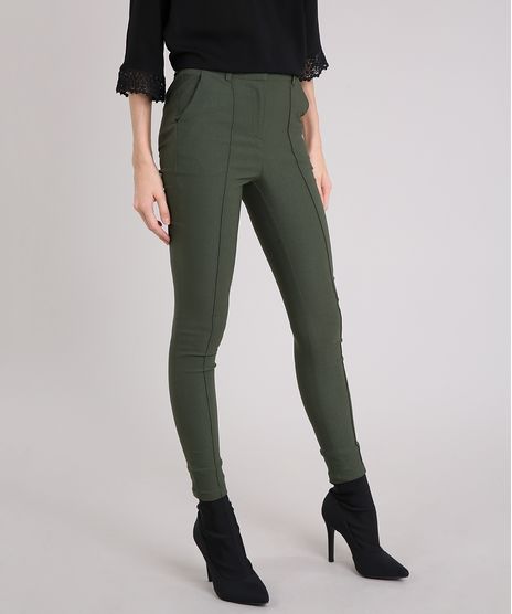 Calca-Feminina-Skinny-Cintura-Alta-Verde-Militar-8997143-Verde_Militar_1