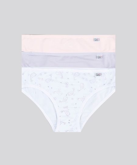 Kit de 3 Calcinhas Infantis DelRio Multicor Menor preço em Kit de 3 Calcinhas Infantis DelRio Multicor