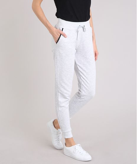 Calca-Feminina-Jogger-Basica-em-Moletom-Cinza-Mescla-Claro-9109935-Cinza_Mescla_Claro_1