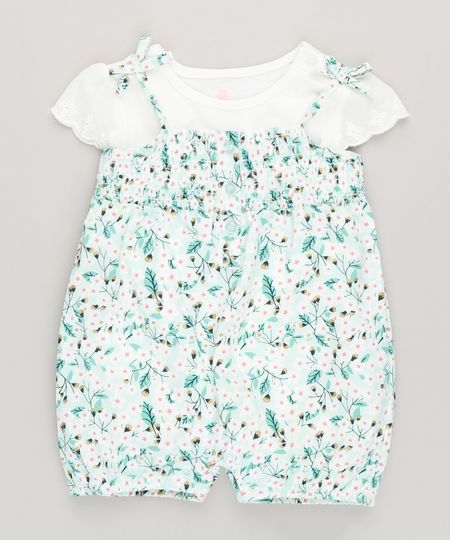 Conjunto-de-Jardineira-Infantil-Estampada-Floral-Verde-Claro---Body-Manga-Curta-em-Algodao---Sustentavel-Off-White-9050418-Off_White_1