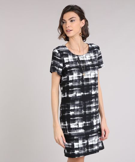 Vestido-Feminino-Estampado-Curto-Manga-Curta-Decote-Redondo-Preto-9082863-Preto_1