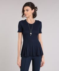 Blusa-Feminina-Canelada-Manga-Curta-Decote-Redondo-Azul-Marinho-9210711-Azul_Marinho_1
