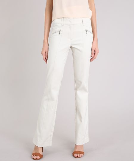 Calca-Feminina-Flare-com-Ziperes-Bege-Claro-8968144-Bege_Claro_1