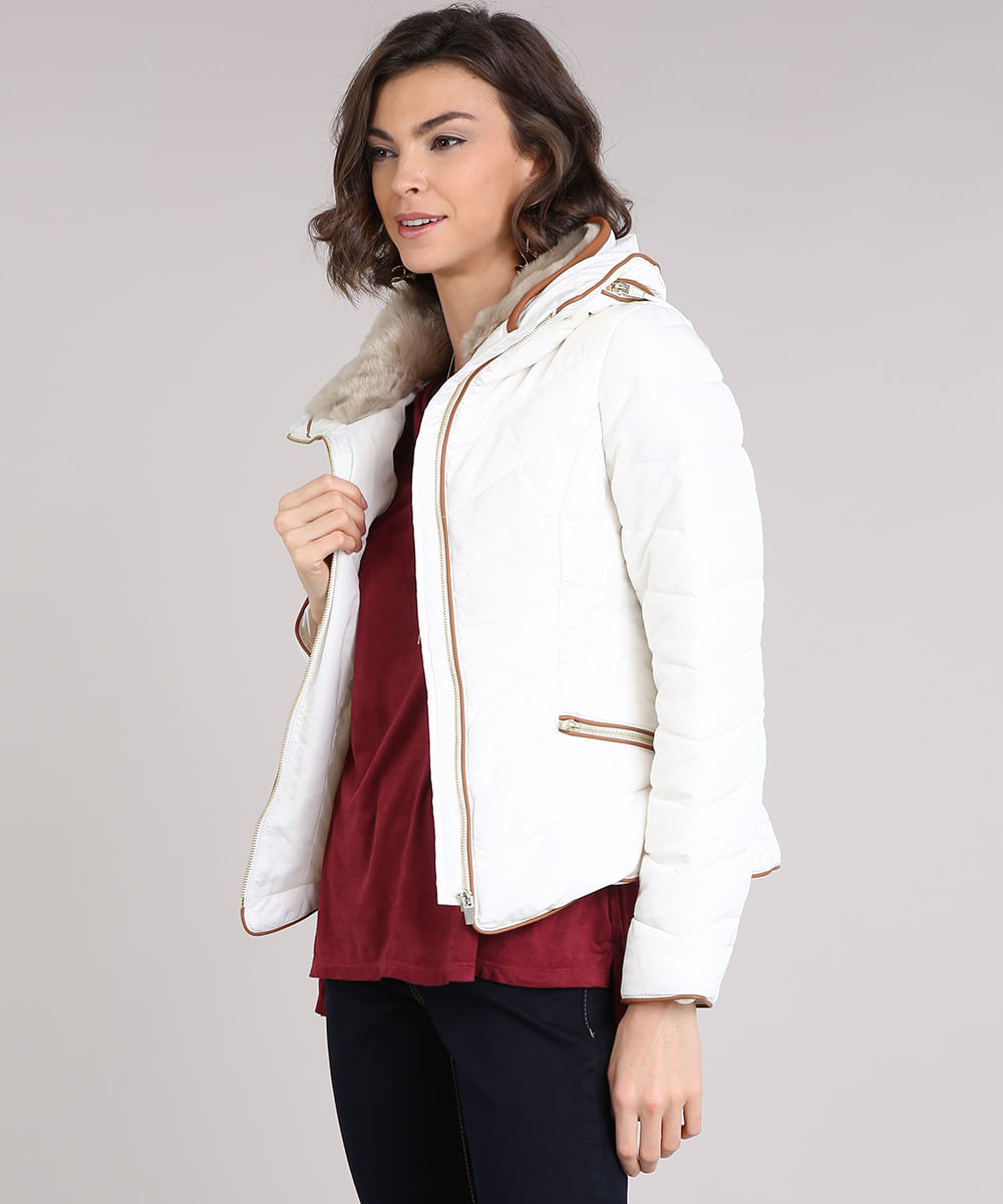 jaqueta branca com pelo