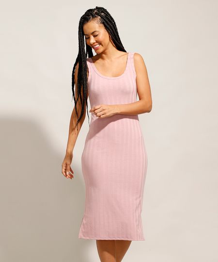 Vestido-Canelado-Basico-com-Fendas-Midi-Alca-Larga-Rose-9987673-Rose_1