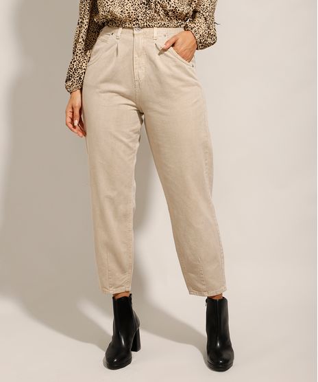 Calca-Baggy-de-Sarja-com-Pences-Cintura-Super-Alta-Kaki-9993164-Kaki_1