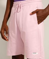 Bermuda-Relaxed-de-Moletom-com-Cordao-e-Bolsos-Pantone-Rosa-9988112-Rosa_4