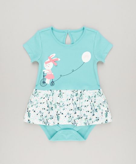 Body-Saia-Infantil-Coelho-com-Estampa-Floral-Manga-Curta-Decote-Redondo-em-Algodao---Sustentavel-Verde-Claro-8953285-Verde_Claro_1
