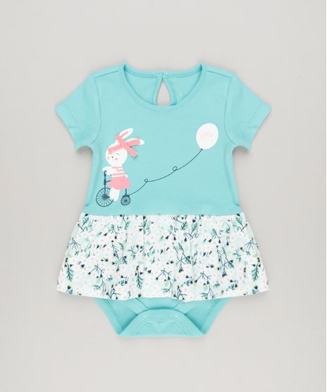 Body-Saia-Infantil-Coelho-com-Estampa-Floral-Manga-Curta-Decote-Redondo-em-Algodao---Sustentavel-Verde-Claro-8953285-Verde_Claro_1